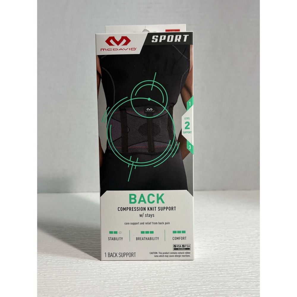 McDavid Sport Back Compression Support w Stays Level 2 L/XL Gray MDS1424 S0125